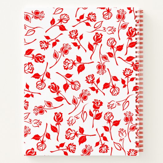 Rote Rose Muster Spiral Notebook Notizblock (Rückseite)