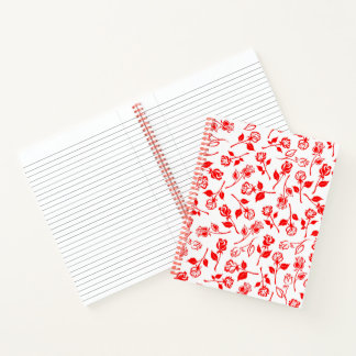 Rote Rose Muster Spiral Notebook Notizblock