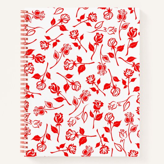 Rote Rose Muster Spiral Notebook Notizblock (Vorderseite)