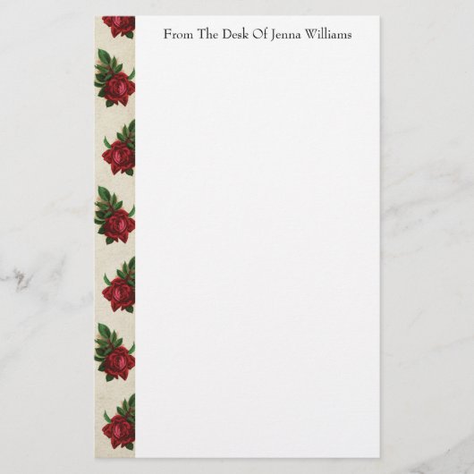 Rote Rose Muster Stationery Briefpapier (Vorderseite)
