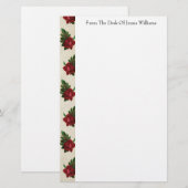 Rote Rose Muster Stationery Briefpapier (Vorne/Hinten)