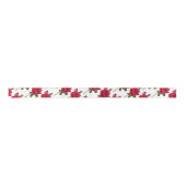 Rote Rose Muster White Wedding Ribbon Satinband (Vorderseite)
