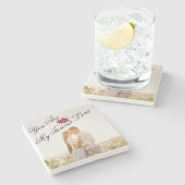 rote Rose "My Forever Love" Elegantes Foto Marmor Steinuntersetzer (Seitenansicht)