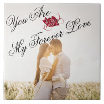 rote Rose "My Forever Love" Elegantes Script-Foto