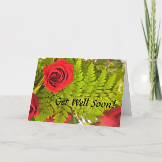 Rote Rose N Fern Bohrkarte Karte (Vorderseite)