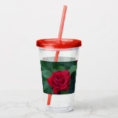 Rote Rose Nah Acryltrinkbecher (Rückseite)