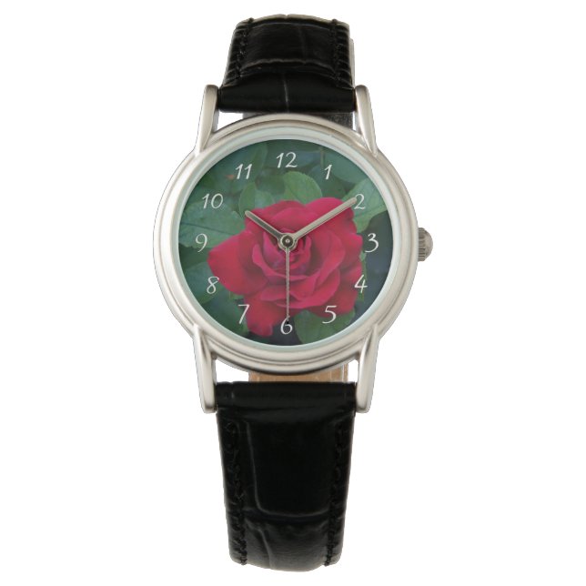 Rote Rose Nah Armbanduhr (Vorderseite)