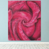 Rote Rose nah Leinwanddruck (Insitu (Holzboden))