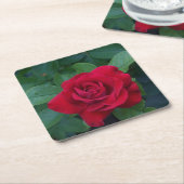 Rote Rose Nah Rechteckiger Pappuntersetzer (angewinkelt)