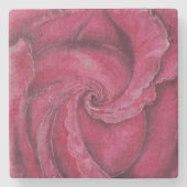 Rote Rose nah Steinuntersetzer (Vorderseite)