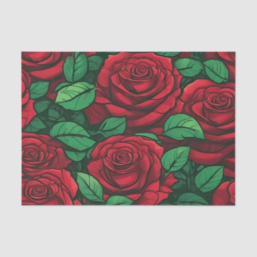 Rote Rose Nah-Up-Muster Seidenpapier (Vorderseite)
