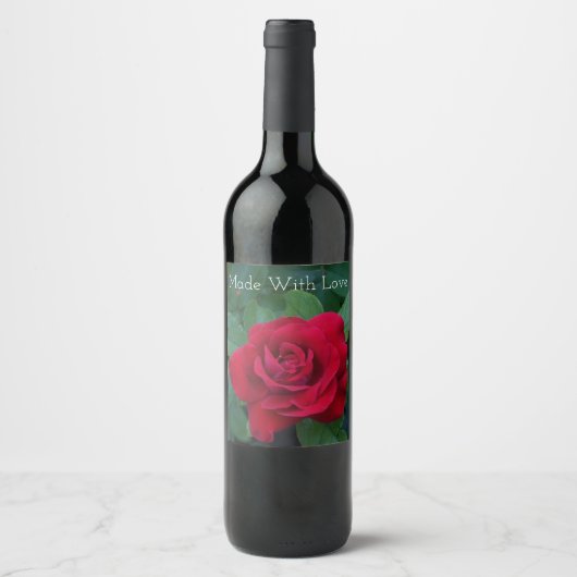 Rote Rose Nah Weinetikett (Vorderseite)