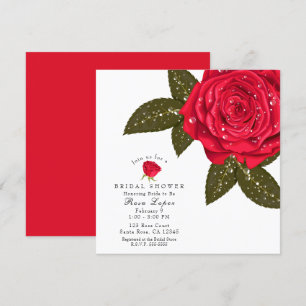 Rote Rose Nasse Wassertropfen Brause Shower Einladung