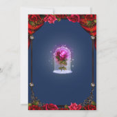 Rote Rose Navy Blue Gold Verzauberte Quinceñera 15 Einladung (Rückseite)