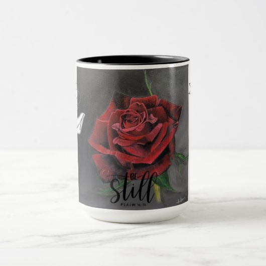 Rote Rose Ölgemälde Tasse (Zentrum)