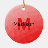 Rote Rose ombre geometrisches Maschenmuster Monogr Keramik Ornament (Vorne)