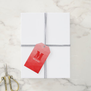 Rote Rose Ombre geometrisches Mesh-Muster Monogram Geschenkanhänger