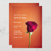 Rote Rose Orange Sunset Romantische Hochzeit Einladung (Vorne/Hinten)