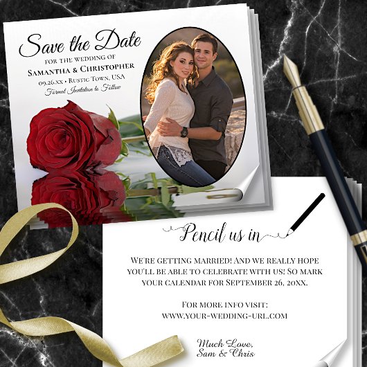 Rote Rose Oval Foto HAUSHALT Hochzeit speichern da Flyer