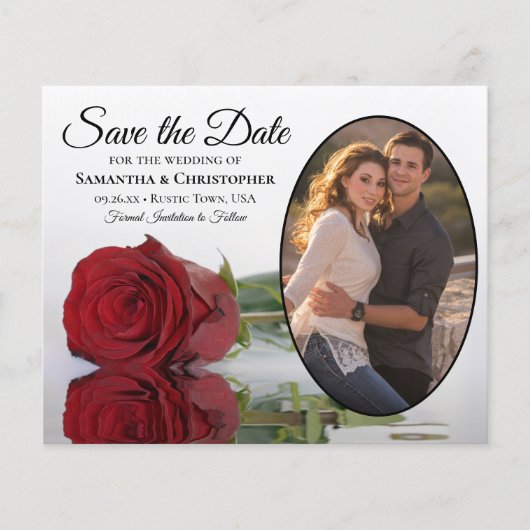 Rote Rose Oval Foto HAUSHALT Hochzeit speichern da Flyer (Vorne)