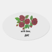 rote Rose Ovaler Aufkleber (Vorderseite)