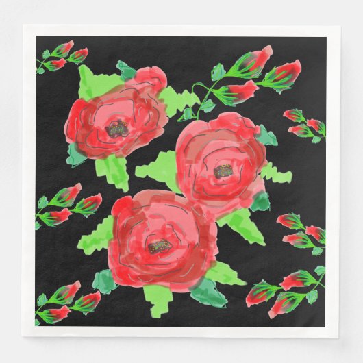 Rote Rose Paper Napkins Serviette (Vorderseite)