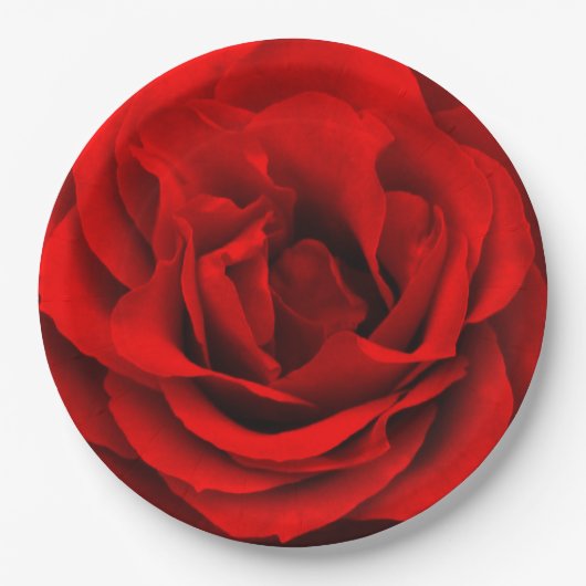 Rote Rose-Papier-Party-Teller Pappteller (Vorderseite)