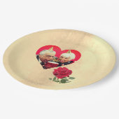 Rote Rose Pappteller (Schrägansicht)