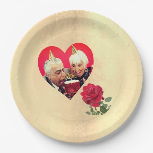 Rote Rose Pappteller (Vorderseite)