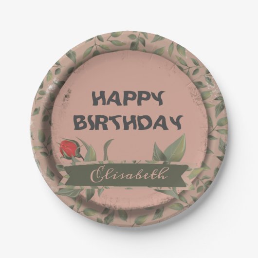 Rote Rose Pappteller (Vorderseite)