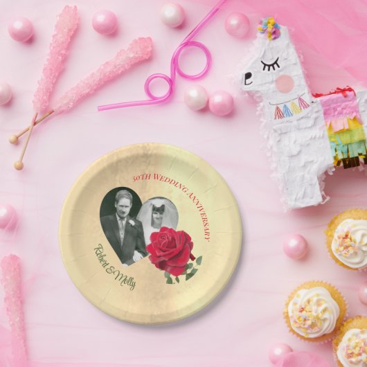 Rote Rose Pappteller (Party)