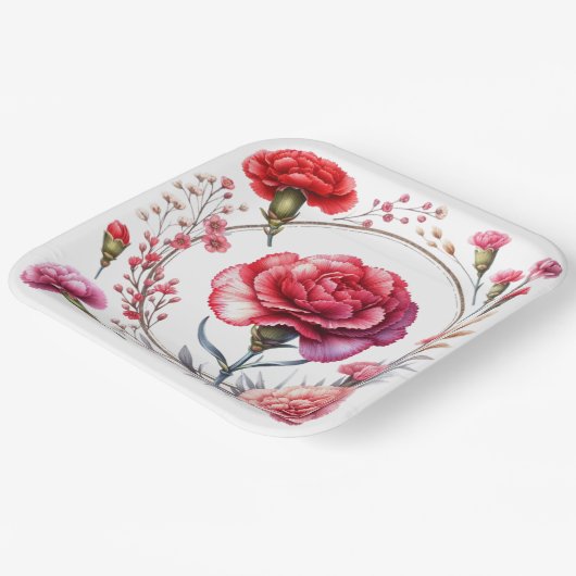 Rote Rose Pappteller (Gewinkelt)