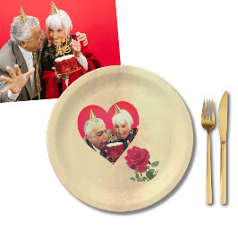 Rote Rose Pappteller
