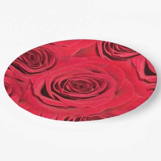 Rote Rose Pappteller (Schrägansicht)
