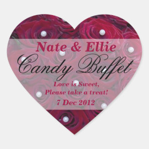 Rote Rose & Pearl Candy Buffet Herz-Aufkleber