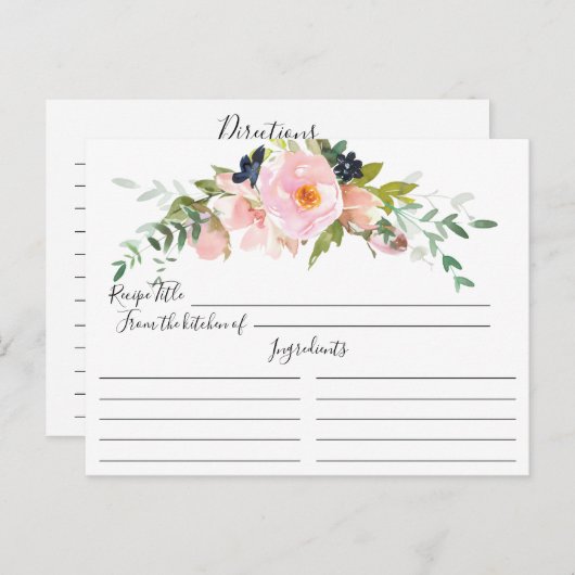 Rote Rose & Peonies Brautparty Rezept Karte (Vorne/Hinten)