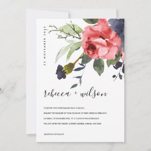 ROTE ROSE PEONY EUCALYPTUS FLORA WATERCOLOR WEDD