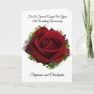 Rote Rose Personalisiert 14. Hochzeitstag Karte