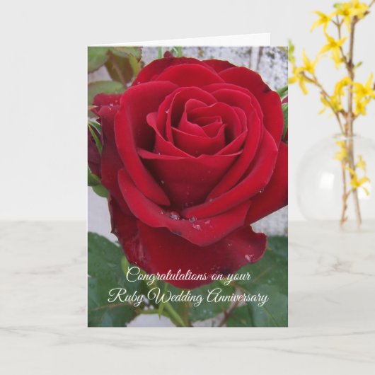 Rote Rose Personalisiert 40. Hochzeitstag Karte (Gelbe Blume)
