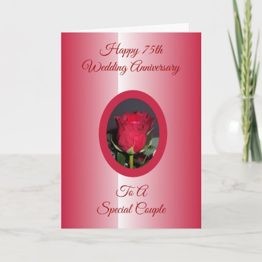 Rote Rose Personalisiert 75. Hochzeitstag Karte (Vorderseite)
