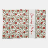 Rote Rose Personalisiert Geschirrtuch (Horizontal)