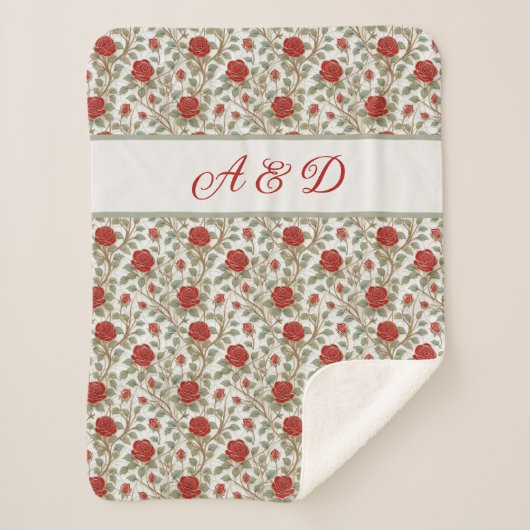 Rote Rose Personalisiert Sherpadecke (Vorderseite)