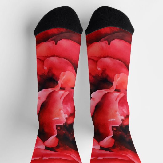 Rote Rose Petals Art Crazy Socken (Oben)