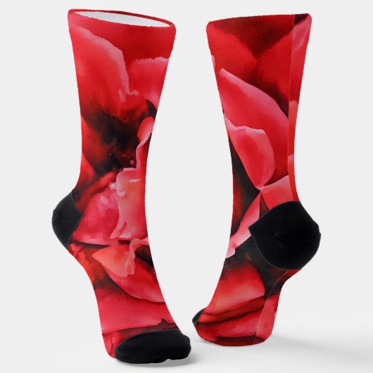 Rote Rose Petals Art Crazy Socken (Gewinkelt)