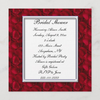 Rote Rose Petals Bridal Dusche Einladung