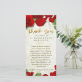 Rote Rose Petals Golden Danke Beileid Familie (Stehend Vorderseite)