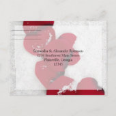 Rote Rose Petals im Schnee, Winterhochzeit Einladungspostkarte (Rückseite)