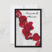 Rote Rose Petals im Schnee, Winterhochzeit RSVP Karte (Rückseite)