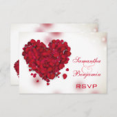 Rote Rose Petals Liebe Heart Wedding RSVP (Vorne/Hinten)