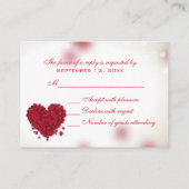 Rote Rose Petals Liebe Heart Wedding RSVP Begleitkarte (Rückseite)